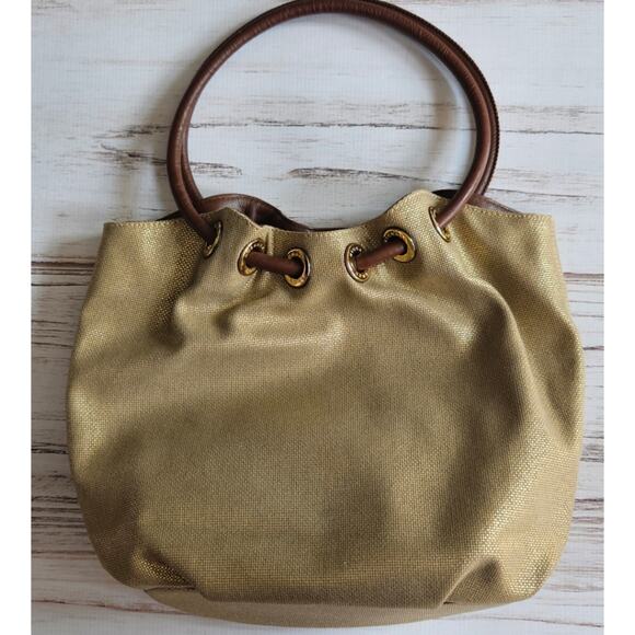 Micheal Kors Gold Hue Canvas Shoulder Bag - Picture 5 of 6
